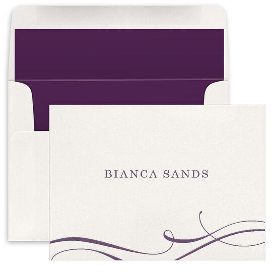 Elegant Flourish Folded Note Cards - Letterpress